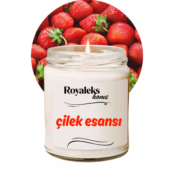 İEG Doğal Özel Seri Kokulu Dekoratif Kavanoz Mum 210 cc - Çilek Esansı - RYL