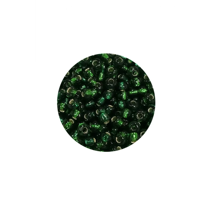 İEG Dökme Cam Kum Boncuk (8/0) 3 mm - 60 Gram - Şeffaf Asker Yeşili - BNC218