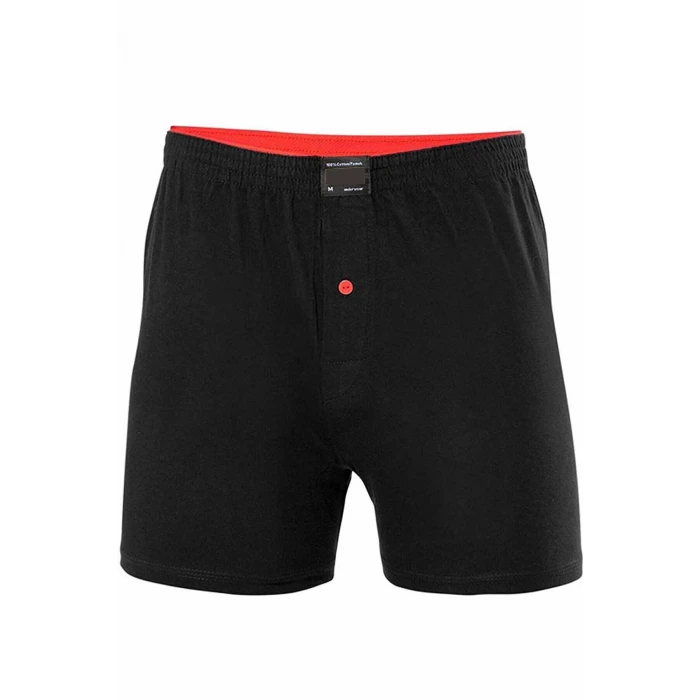 ieg™ Düğmeli Pamuklu Erkek Penye Boxer Siyah - 1146A