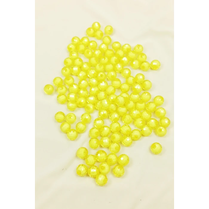 İEG Dünya Boncuk İçten Boncuklu Bileklik Çanta Boncuğu 10 mm 50 gr Sarı - BNC464