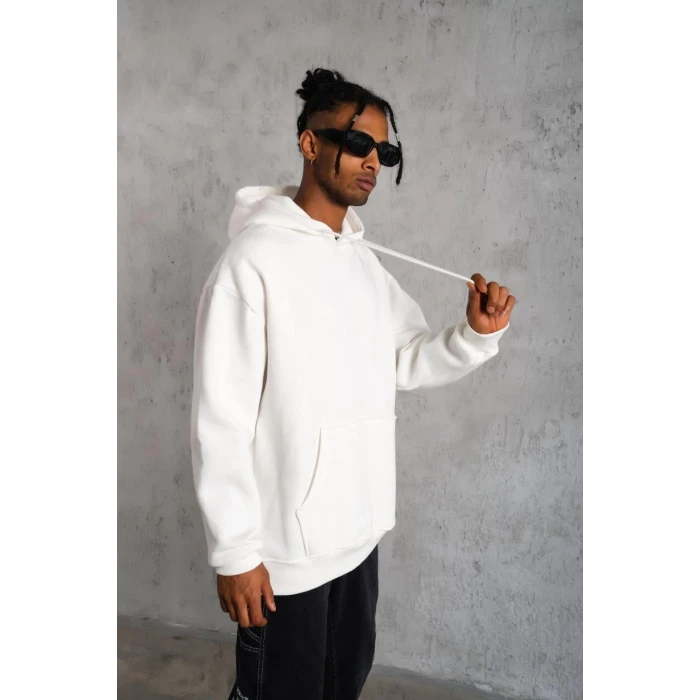 ieg™      Düz Kapüşonlu Sweat - Beyaz -