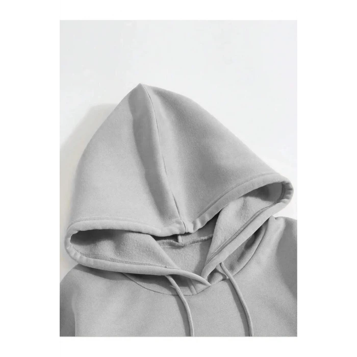 ieg™      Düz Kapüşonlu Sweat - Boyalı Gri -