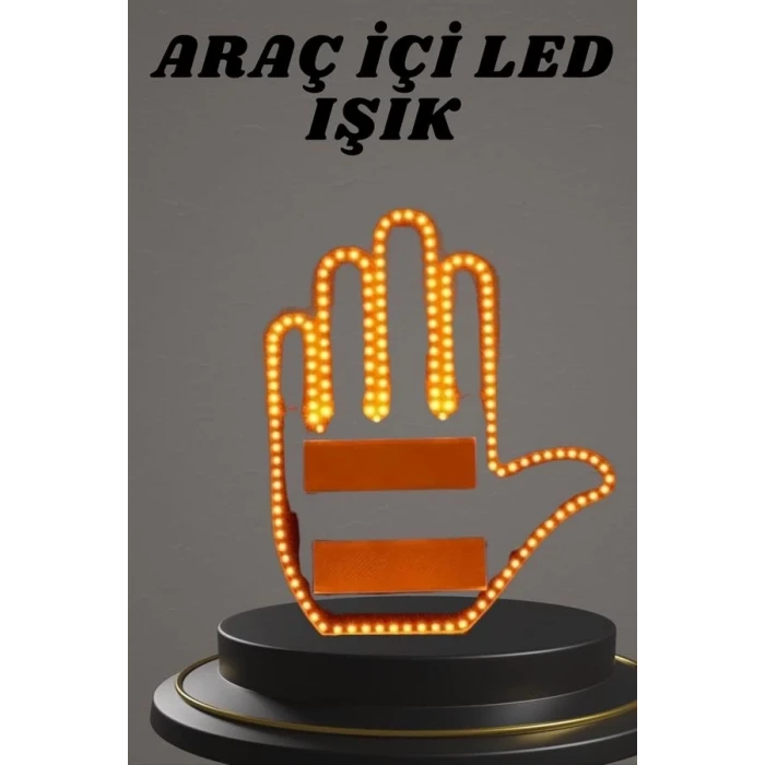 ieg™ El Orta Parmak Led Kumandalı Araç İçi Reflektör Arka Cam El Simgesi