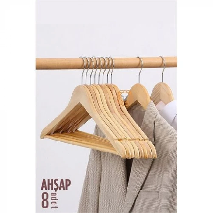 Elbise Askısı Natural Ahşap 8 ADET  720177