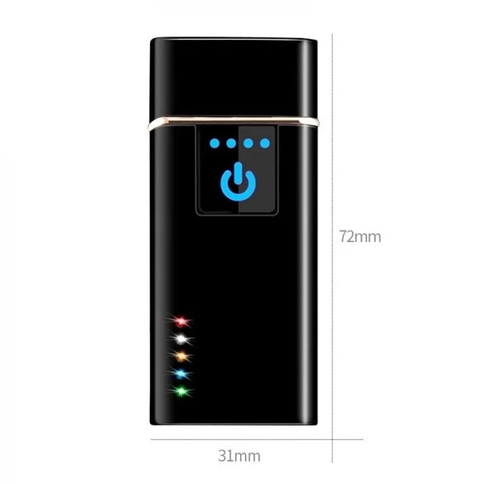 ieg™ Elektronik Şarj Edilebilir Alevsiz Usb Dokunmatik Siyah Çakmak  Kutulu