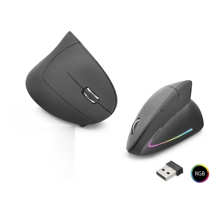 ieg™ Ergonomik Dikey Gaming Mouse Dual Mode 1600 Dpi Sessiz Rgb - Siyah ND1211