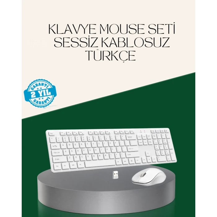 ieg™ Ergonomik Kablosuz Klavye Mouse Takımı - Tam Boy, Sessiz ve Güvenilir