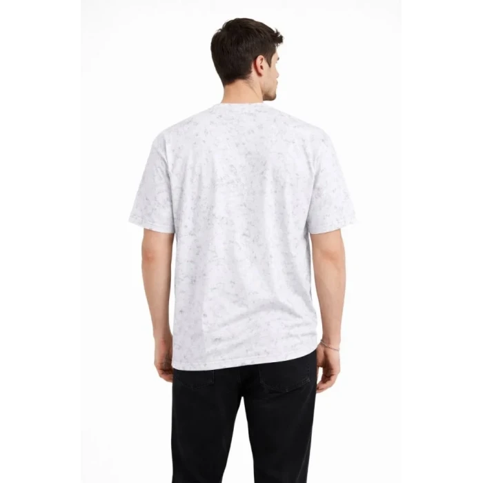 ieg™ Erkek Asit Yıkama Bisiklet Yaka Kısa Kollu Oversize T-Shirt Tişört - Beyaz