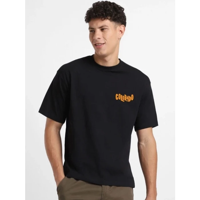ieg™ Erkek Baskılı Oversize T-shirt - Siyah