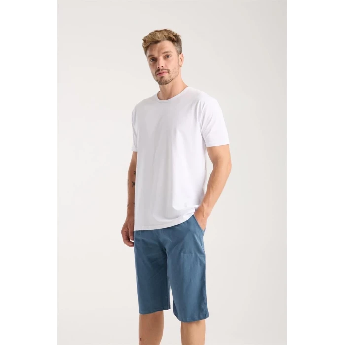 ieg ™ Erkek Cepli Pamuk Penye Şort İndigo