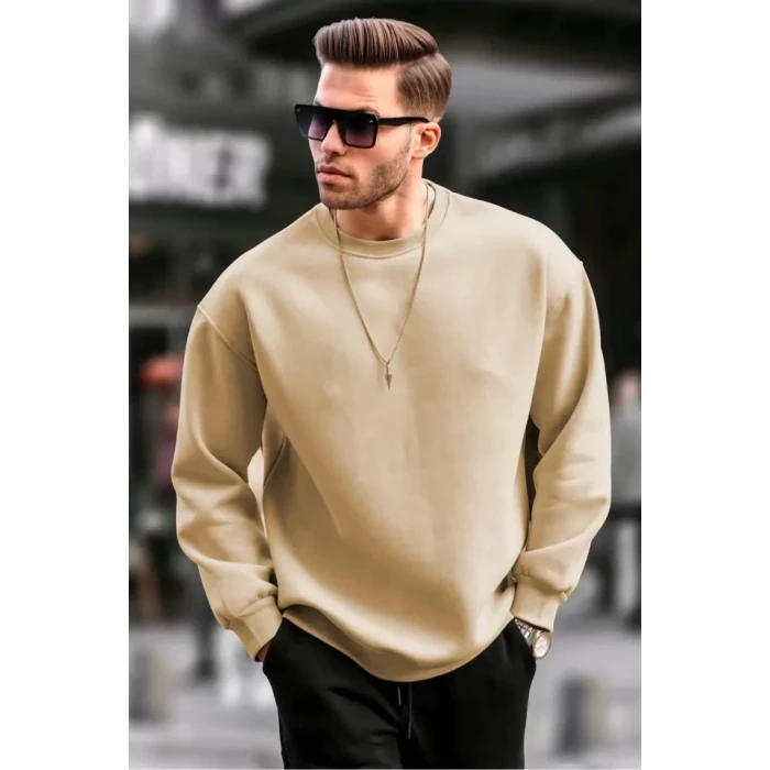 ieg™ Erkek Düz Bisiklet Yaka Sweat - Bej