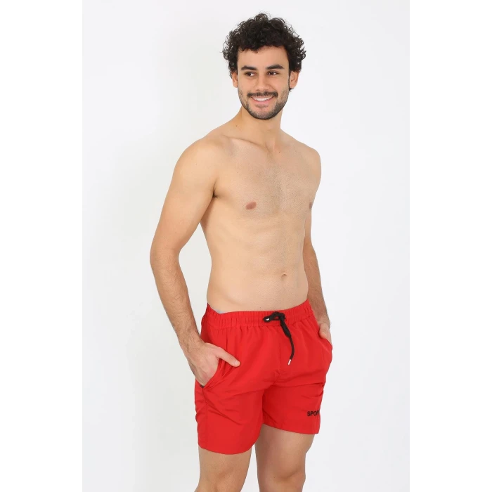 ieg ™ Erkek Fermuar Cepli Deniz Şortu Kırmızı