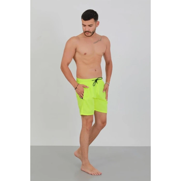 ieg ™ Erkek Fermuarlı Cepli Deniz Şortu Neon Yeşil