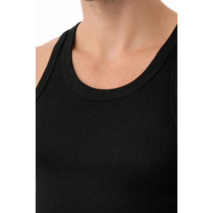 ieg™ Erkek Fitilli Likralı Kaşkorse Atlet Vücuda Oturan Basic Şıklık - Siyah