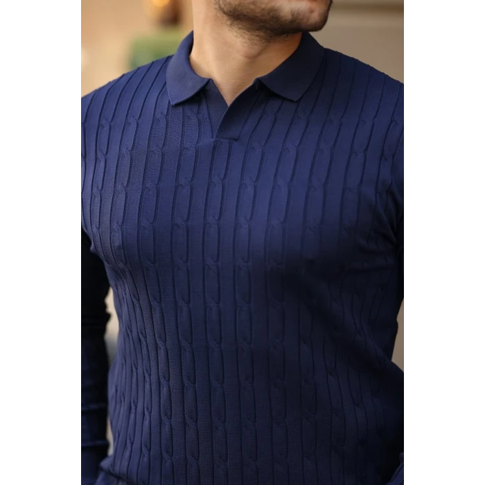 ieg™ Erkek Saç örgü Desenli Uzun Kollu Triko