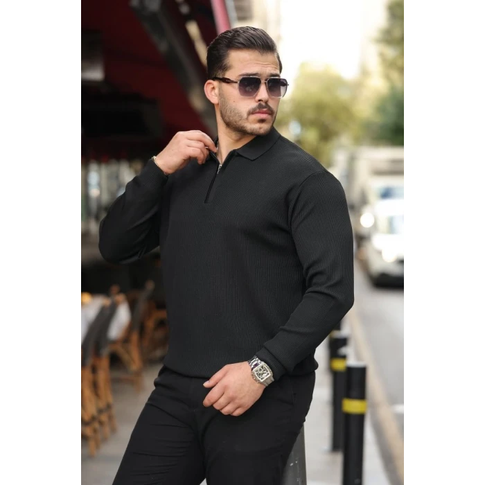 ieg™ Erkek Selanik örme Yakalı Uzun Kollu Triko