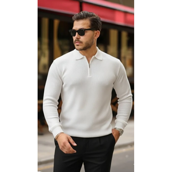 ieg™ Erkek Selanik örme Yakalı Uzun Kollu Triko