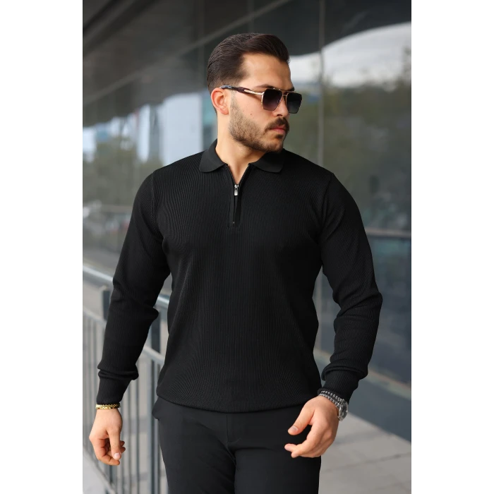 ieg™ Erkek Selanik örme Yakalı Uzun Kollu Triko