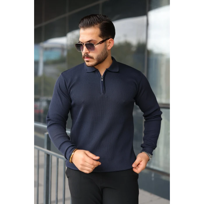 ieg™ Erkek Selanik örme Yakalı Uzun Kollu Triko