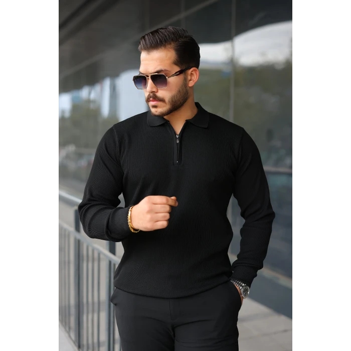 ieg™ Erkek Selanik örme Yakalı Uzun Kollu Triko