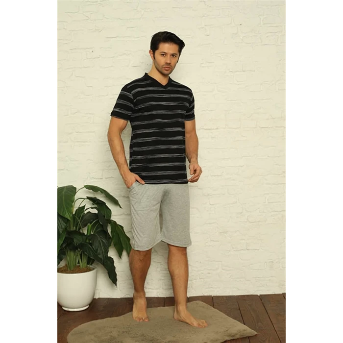 ieg ™ Erkek Siyah V Yaka 3lü Pijama Takım