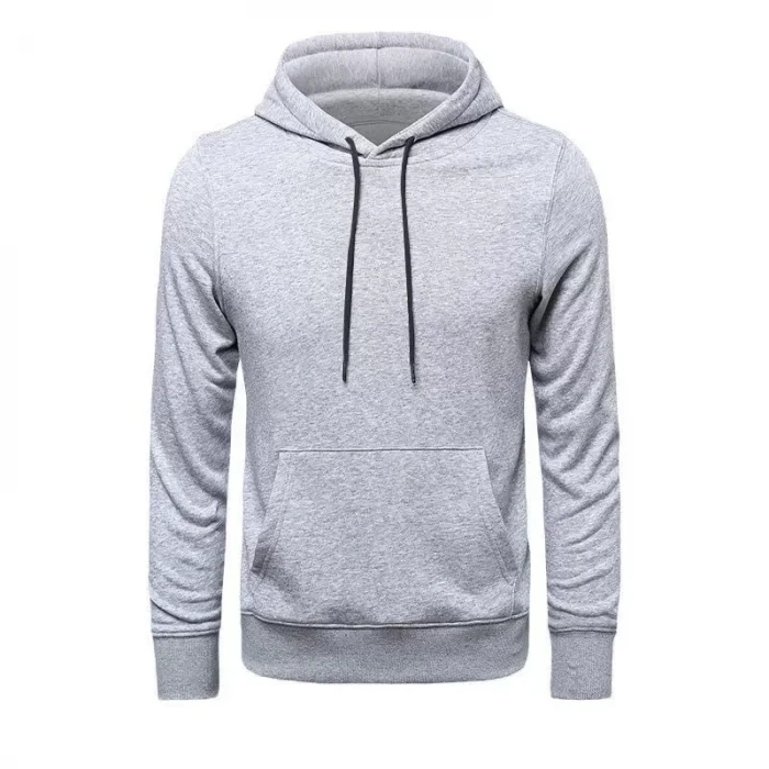 ieg™ Erkek Uzun Kol Kapşonlu Basic Sweatshirt Hoodie - Gri