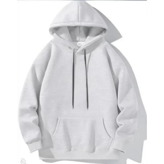 ieg™ Erkek Uzun Kol Kapşonlu Basic Sweatshirt Hoodie - Gri