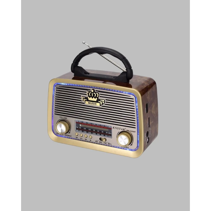 ieg™ Eskitme Tasarımlı Ahşap Bluetooth Radyo LED Aydınlatmalı