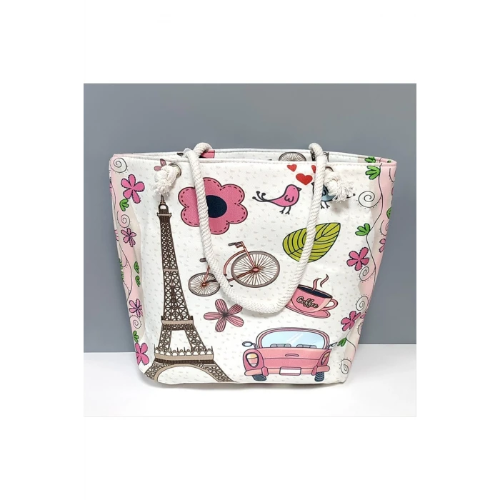 ieg™ Eyfel Kulesi Desenli Plaj Çantası