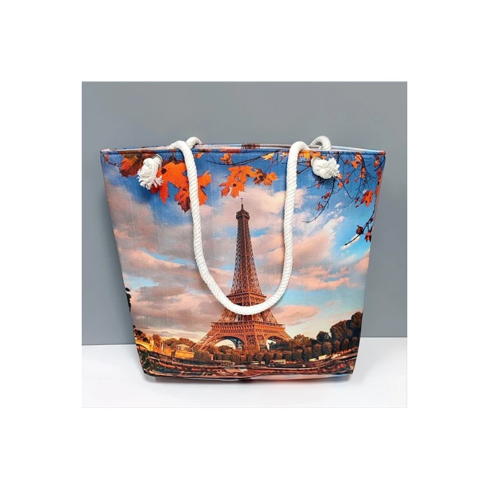 ieg™ Eyfel Kulesi Desenli Plaj Çantası