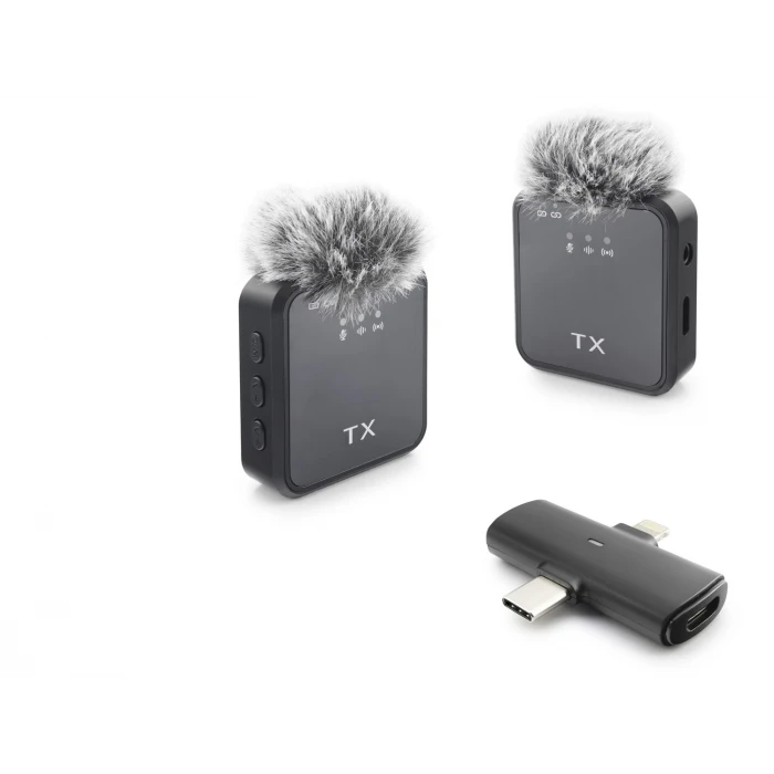 ieg™ F15-2 Type-C + Lightning Kablosuz 2’Li Yaka Mikrofon Seti - Siyah