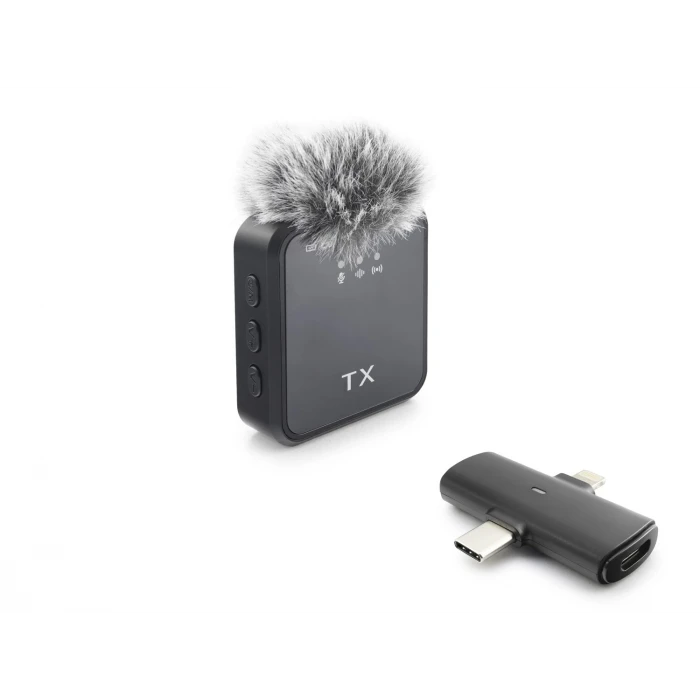 ieg™ F15 Type-C + Lightning Kablosuz Yaka Mikrofonu - Siyah