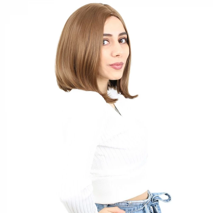 ieg™ Fiber Sentetik Peruk Perçemsiz Kısa Düz - Kumral