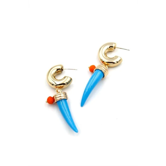 ieg™ Fildişi Halka Küpe - Mavi