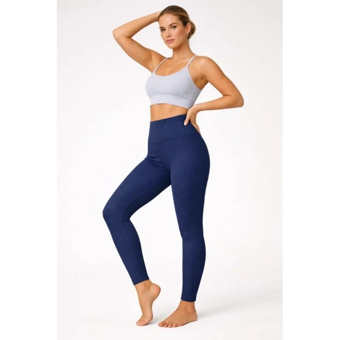 ieg™ Fitilli Full Likralı Yüksek Bel Toparlayıcı Tayt Günlük Ve Spor Kullanım - Lacivert