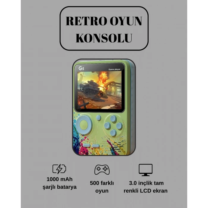 ieg™ G5 Game Box Retro Mini Oyun Konsolu – 500 Dahili Oyun