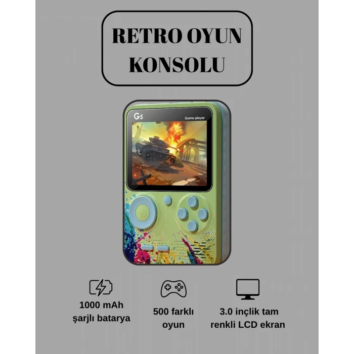 ieg™ G5 Game Box Retro Mini Oyun Konsolu – 500 Dahili Oyun