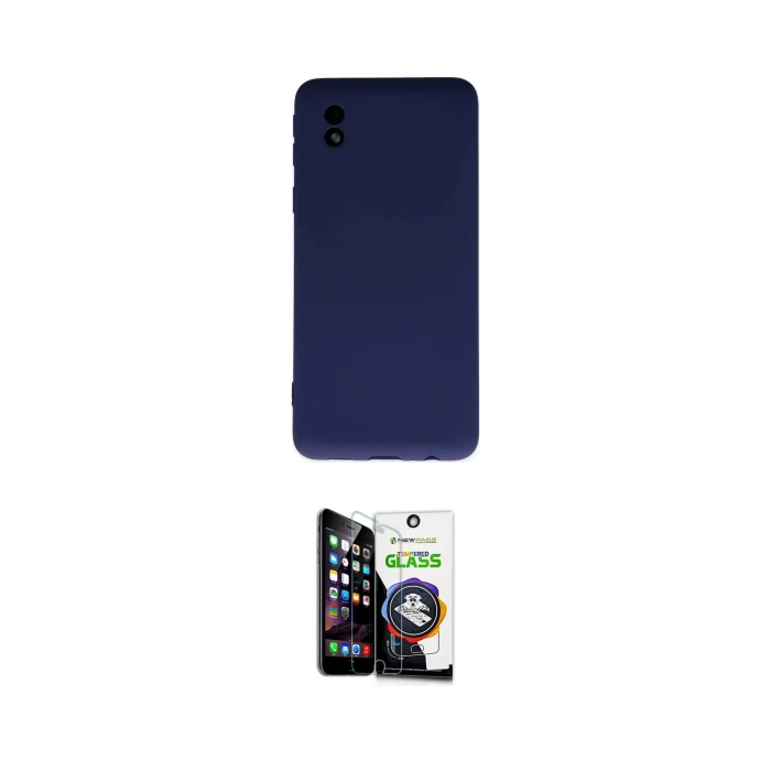 ieg™ Galaxy A01 Core Kılıf Ahenk Serisi - Şeffaf Temperli Cam Ekran Koruyucu
