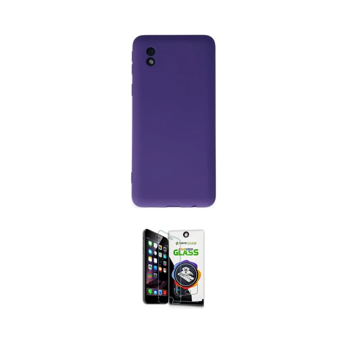 ieg™ Galaxy A01 Core Kılıf Ahenk Serisi - Şeffaf Temperli Cam Ekran Koruyucu