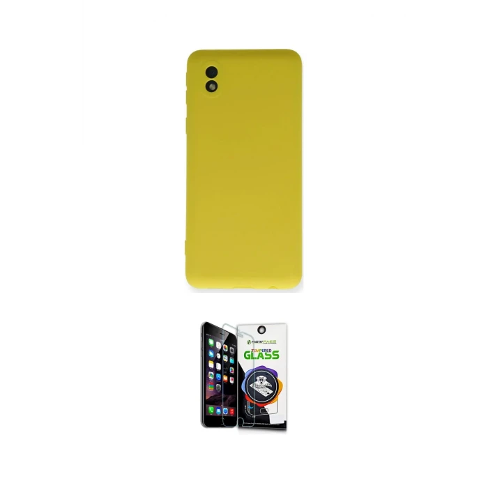 ieg™ Galaxy A01 Core Kılıf Ahenk Serisi - Şeffaf Temperli Cam Ekran Koruyucu