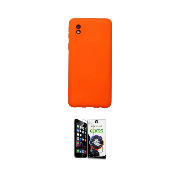 ieg™ Galaxy A01 Core Kılıf Ahenk Serisi - Şeffaf Temperli Cam Ekran Koruyucu