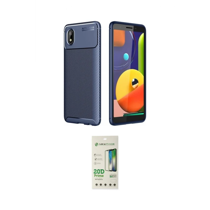ieg™ Galaxy A01 Core Kılıf Eksen Form Prime - Siyah 20D Premium Cam Ekran Koruyucu