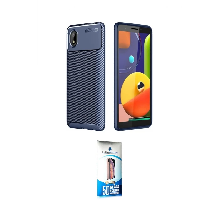 ieg™ Galaxy A01 Core Kılıf Eksen Form Prime - Siyah 5D Eko Cam Ekran Koruyucu