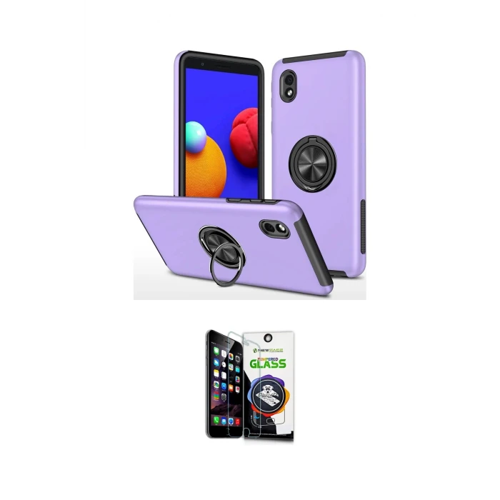 ieg™ Galaxy A01 Core Kılıf Odak Form Prime - Şeffaf Temperli Cam Ekran Koruyucu