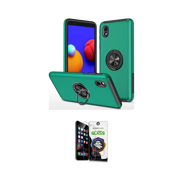 ieg™ Galaxy A01 Core Kılıf Odak Form Prime - Şeffaf Temperli Cam Ekran Koruyucu