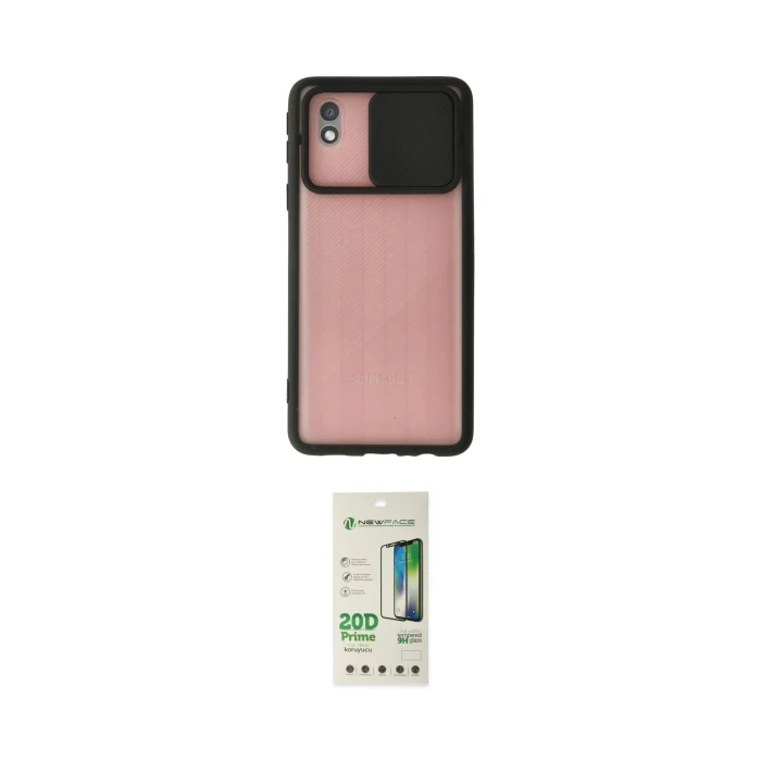 ieg™ Galaxy A01 Core Kılıf Vadi Çizgi - Siyah 20D Premium Cam Ekran Koruyucu