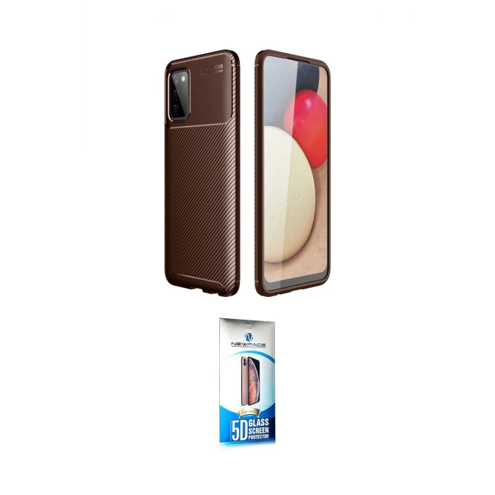 ieg™ Galaxy A02S Kılıf Eksen Form Prime - Siyah 5D Eko Cam Ekran Koruyucu