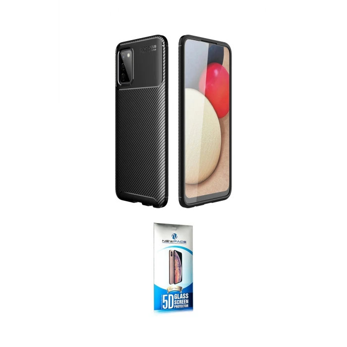 ieg™ Galaxy A02S Kılıf Eksen Form Prime - Siyah 5D Eko Cam Ekran Koruyucu