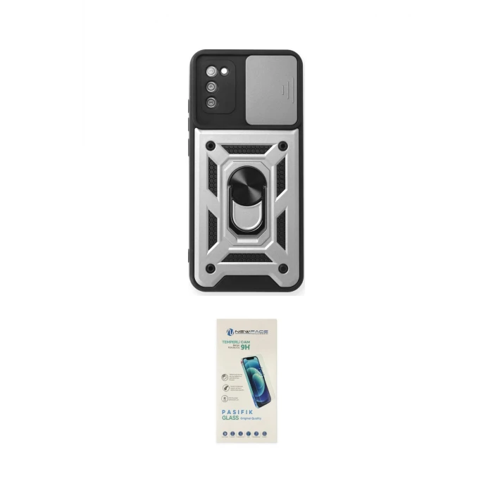 ieg™ Galaxy A03S Kılıf Ahenk Klasik - Şeffaf Pasifik Cam Ekran Koruyucu