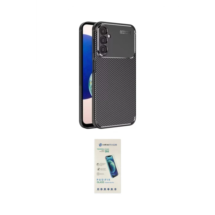 ieg™ Galaxy A05S Kılıf Eksen Form Prime - Şeffaf Pasifik Cam Ekran Koruyucu